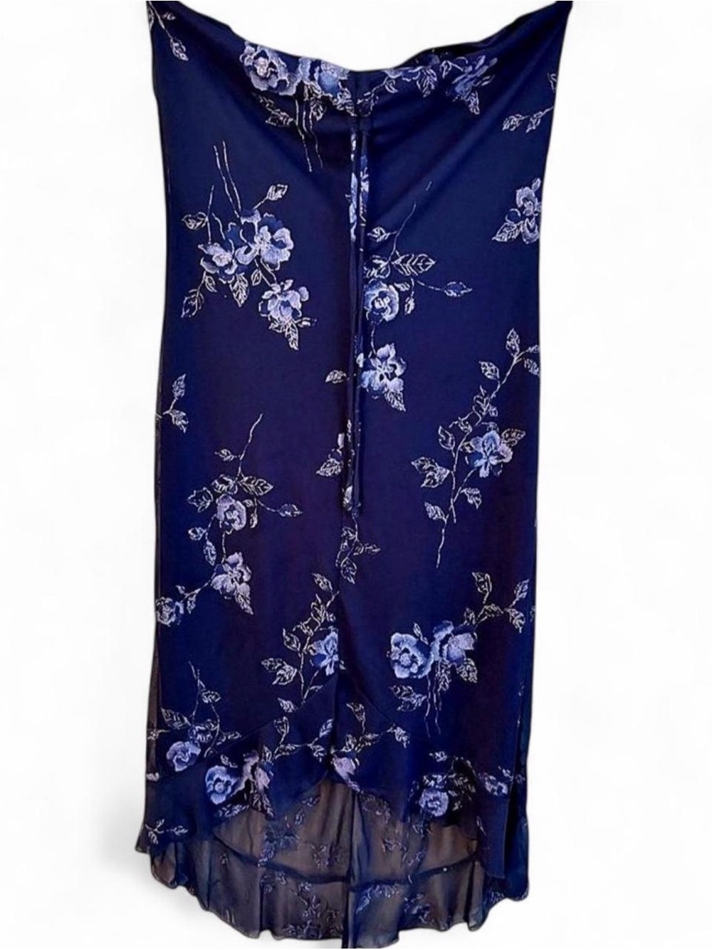 Vintage Y2K Byer Too Navy Floral Strapless Dress